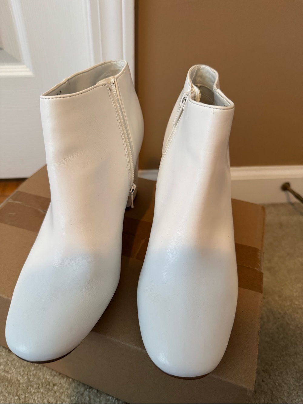 Katy Perry Collections Cream White Side-Zip Ankle Booties
